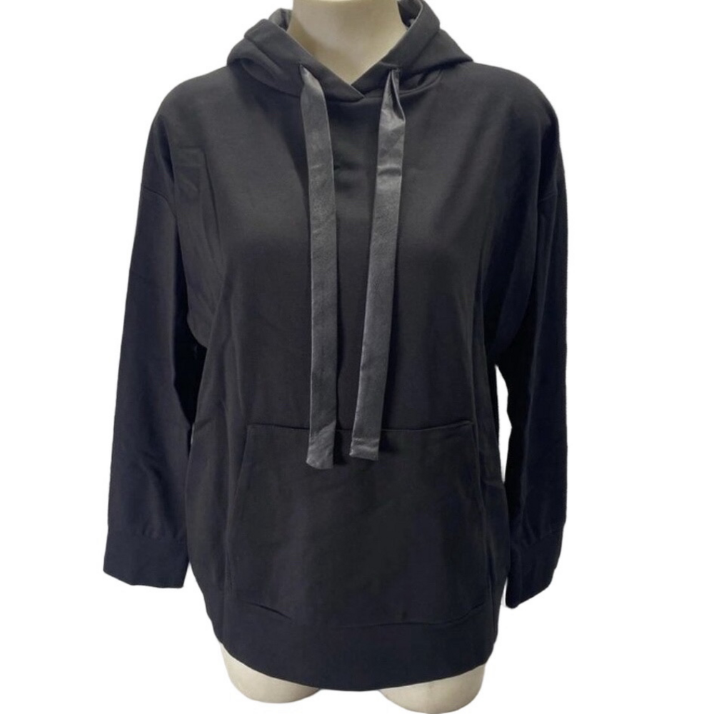 Imperial Women's Hoodie Jacket Size M | Black Faux Leather Trim Zip-Up